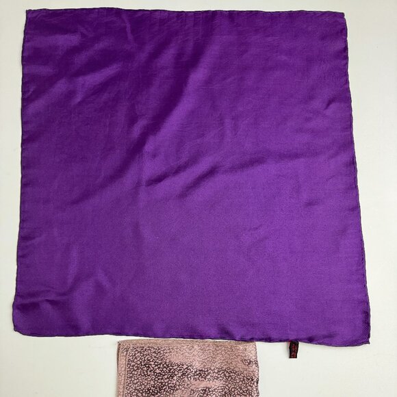 Men's Pocket Silk Squares Purple 16" x 16"  + Cocoa 12.5" x 12.5" - Picture 1 of 5